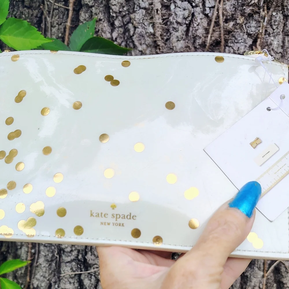 KATE SPADE NEW YORK CONFETTI DOT PENCIL POUCH W/BONUS KS ERASER NWT